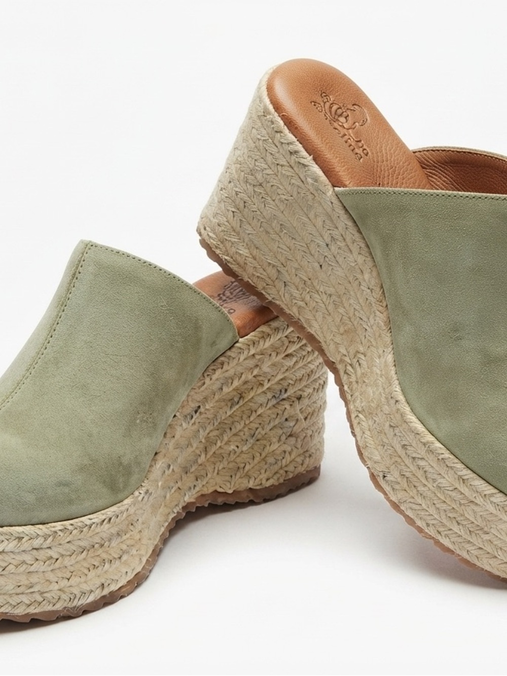 BEAST FASHION Nellie-01 Light Sage Espadrille Wedge Mule